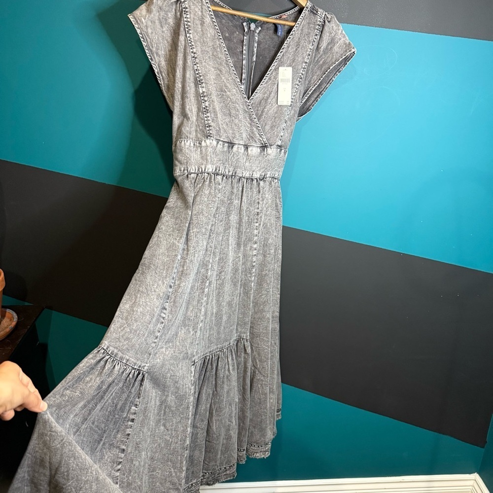 NWT Pilcro Charcoal Denim MIDI Dress with Zipper - Picture 7 of 16